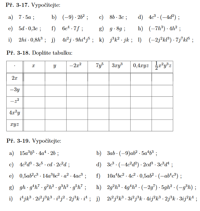 mnohočleny - příklady